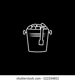 Ice Bucket Line Icon On Black Background