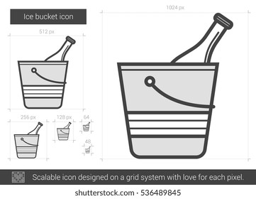 Ice bucket vector line icon isolated on white background. Ice bucket line icon for infographic, website or app. Scalable icon designed on a grid system.