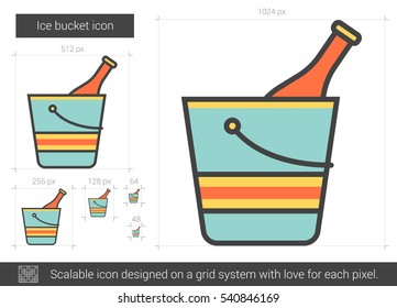 Icono de línea vectorial del balde de hielo aislado en fondo blanco. Icono de la línea del balde de hielo para infografía, sitio web o aplicación. Icono escalable diseñado en un sistema de cuadrícula.