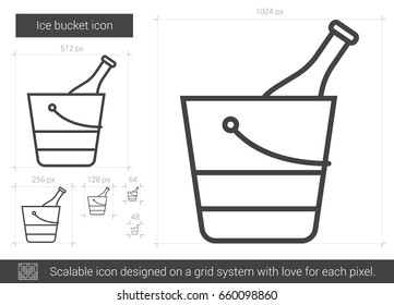 Ice bucket vector line icon isolated on white background. Ice bucket line icon for infographic, website or app. Scalable icon designed on a grid system.