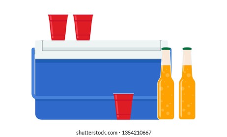 Ice bucket vector. wallpaper. symbol. Ice bucket on white background. beer vector. red beer cup.