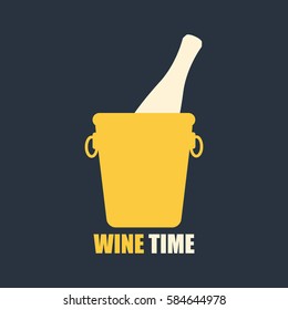 Ice bucket with wine bottle icon