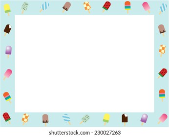 Ice candy bar horizontal frame, vector illustration