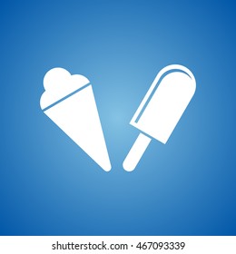Ice Candy & Ice Cone Icon on blue color. 