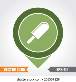 Ice Candy Icon On Map Pointer. Eps.-10.