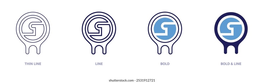 Ice cap icon in 4 different styles. Thin Line, Line, Bold, and Bold Line. Duotone style. Editable stroke.