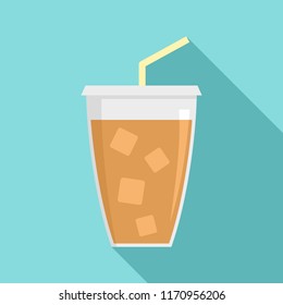 Ice cappuccino icon. Flat illustration of ice cappuccino vector icon for web design