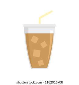 Ice cappuccino icon. Flat illustration of ice cappuccino vector icon for web design