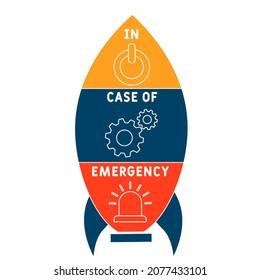 ICE - In Case of Emergency acronym. business concept background.  vector illustration concept with keywords and icons. lettering illustration with icons for web banner, flyer