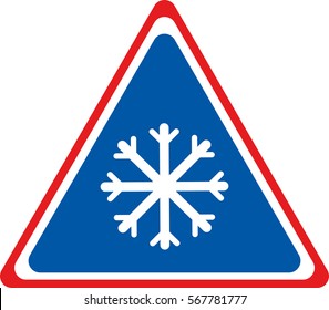 ice caution snow road way icon