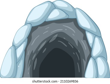 Ice cave in cartoon style illustration