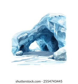 ice caves in the arctic vector illustration in watercolor style