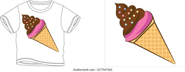 ice ceam brwon and pink t-shirt design background color is a white and t-shirt color is a white beautiful color and beautiful design