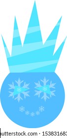 ice character with a frozen crown and patterns of snowflakes object on a white background winter logo