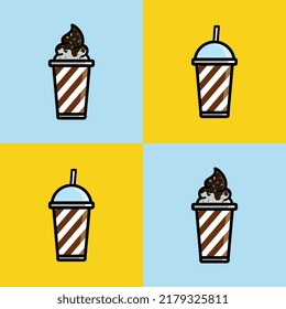 ice chocolate milkshake with whipping  cream chocolate topping, suitable for background or dessert drinks menu