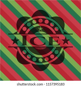 Ice christmas emblem background.
