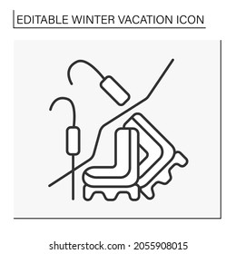  Ice climbing line icon. Winter sport. Resort.Winter vacation concept. Isolated vector illustration. Editable stroke