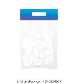 Ice for a cocktail square shape packed transparent bag isolated on white background element for design vector art