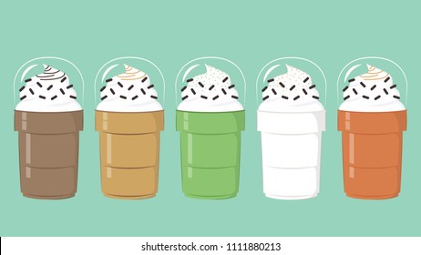 ice coffee cartoon vector. menu. free space for text. wallpaper. background.
