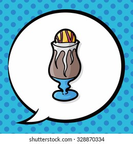 ice coffee color doodle, speech bubble