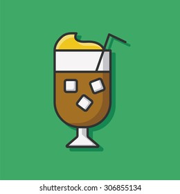 ice coffee color line icon