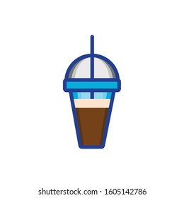 ice coffee in cup drink isolated icon vector illustration design