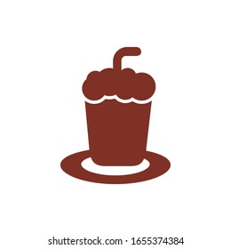 ice coffee in cup drink silhouette style icon vector illustration design