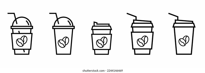 Ice coffee cup icon template set. Stock vector illustration.