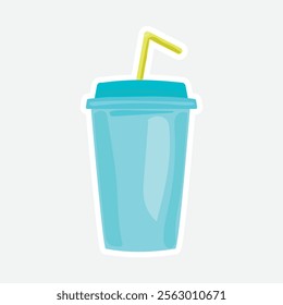 Ice Coffee Cup vector illustration Sticker. Vector sticker of an iced coffee cup. Suitable for cafe and beverage-themed decorations