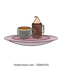 ice  coffee and coffee cup  vector illustration