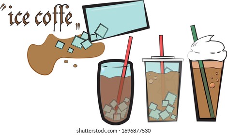 Ice coffee cups suitable for banners and advertising.