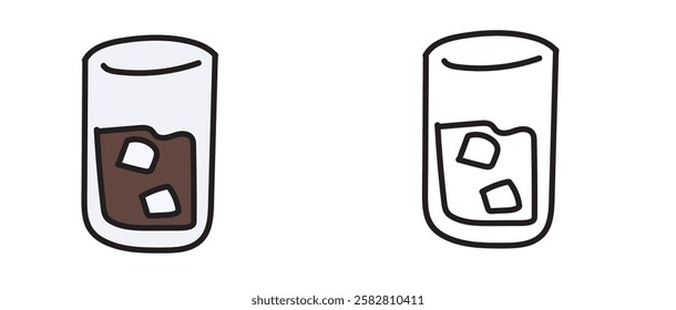 ice coffee drawing page. Simple ice coffee design for children's coloring page. black and white ice coffee vector design