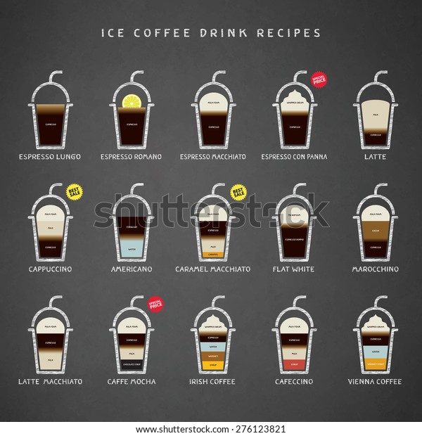 アイスコーヒー飲料のレシピアイコンセット ベクター画像とイラスト のベクター画像素材 ロイヤリティフリー 276123821