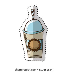 ice coffee glass drawing icon vector illustration design
