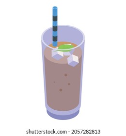 Ice coffee glass icon. Isometric of ice coffee glass vector icon for web design isolated on white background