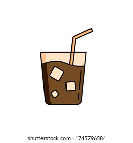 Ice coffee, glass icon. Simple colored field outline vector illustration for ui and ux, website or mobile application