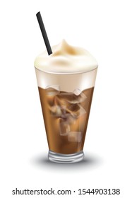 Ice coffee in glass. vector illustration