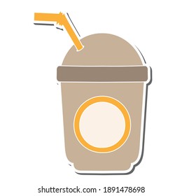 ice coffee hand drawn doodle stickers design vector illustration
