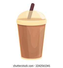 Ice coffee icon cartoon vector. Drink cafe. Latte fresh