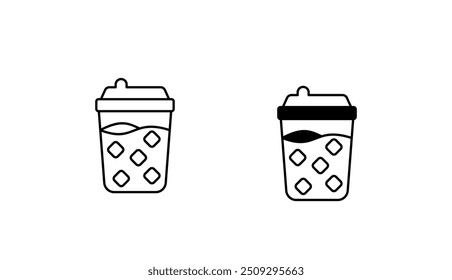 Eiskaffee-Symboldesign mit weißem Hintergrund, Stockgrafik