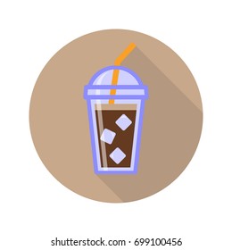 Ice Coffee Icon Flat Design Long Shadow