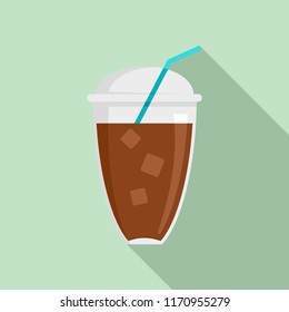 Ice coffee icon. Flat illustration of ice coffee vector icon for web design