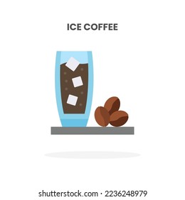 Ice Café plano. Ilustración vectorial sobre fondo blanco. Se puede usar para web, app, producto digital, presentación, interfaz de usuario y muchos más.