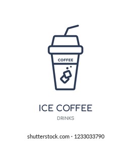 Ice coffee icon. Ice coffee linear symbol design from drinks collection. Simple outline element vector illustration on white background