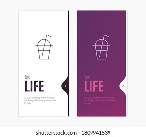 ice coffee icon on elegant purple background