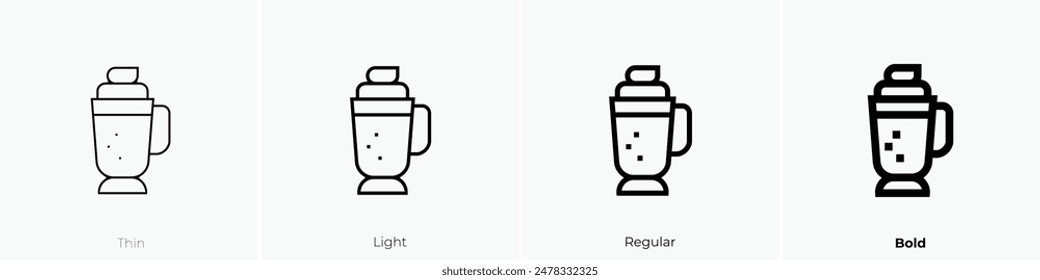 Icono del café helado. Diseño de estilo fino, ligero, regular y audaz aislado sobre fondo blanco