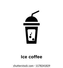 Ice coffee icon vector isolated on white background, logo concept of Ice coffee sign on transparent background, filled black symbol
