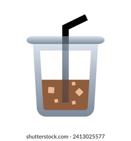 Ice coffee icons, minimalist vector illustration and transparent graphic element. Isolated on white background