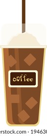 Ice coffee, illustration, vector on white background.
