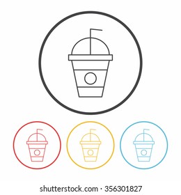 ice coffee line icon